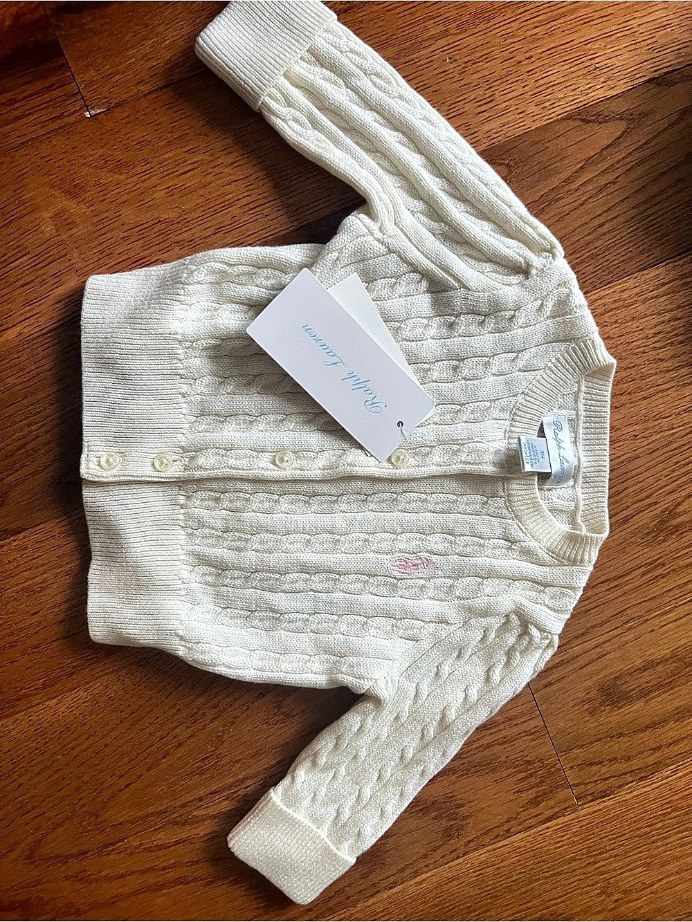 Ralph Lauren Baby Girls Cable-Knit Cotton Cardigan Cable Knit Cardigan Cream